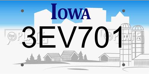 3EV701 Iowa License Plate