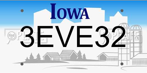 3EVE32 Iowa License Plate