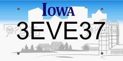 3EVE37 Iowa License Plate