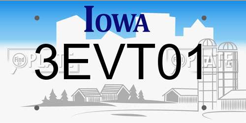 3EVT01 Iowa License Plate