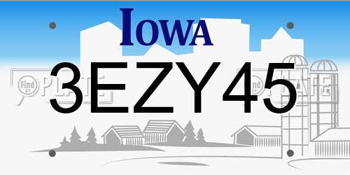 3EZY45 Iowa License Plate