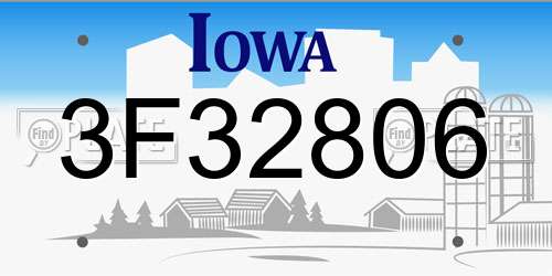 3F32806 Iowa License Plate