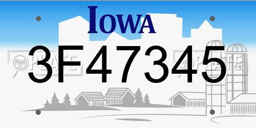 3F47345 Iowa License Plate
