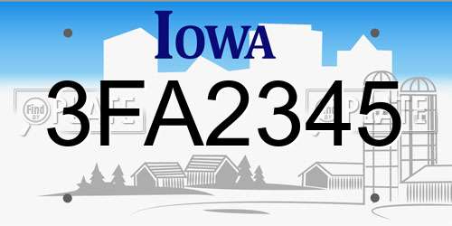 3FA2345 Iowa License Plate