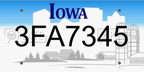 3FA7345 Iowa License Plate