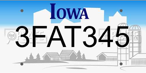 3FAT345 Iowa License Plate