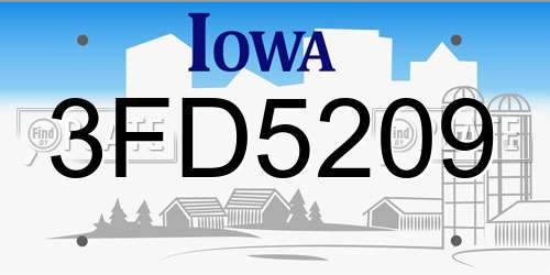 3FD5209 Iowa License Plate
