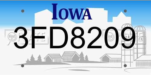 3FD8209 Iowa License Plate