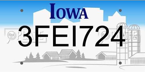 3FEI724 Iowa License Plate