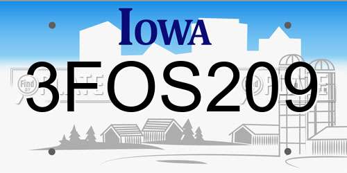 3FOS209 Iowa License Plate
