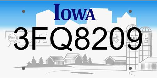 3FQ8209 Iowa License Plate