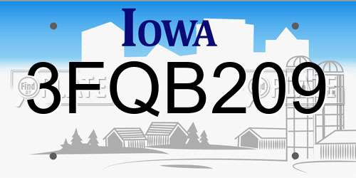 3FQB209 Iowa License Plate
