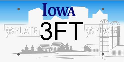 3FT Iowa License Plate