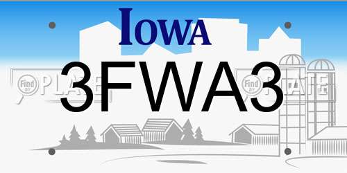 3FWA3 Iowa License Plate