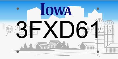 3FXD61 Iowa License Plate
