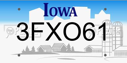 3FXO61 Iowa License Plate