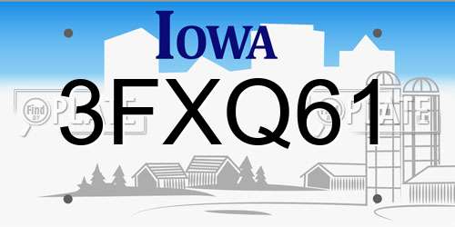 3FXQ61 Iowa License Plate