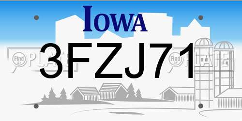 3FZJ71 Iowa License Plate