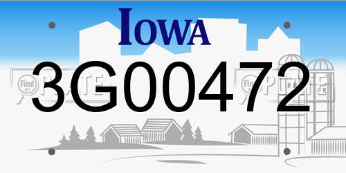 3G00472 Iowa License Plate
