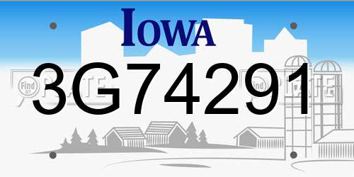 3G74291 Iowa License Plate