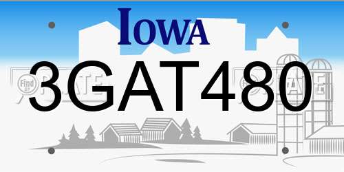 3GAT480 Iowa License Plate
