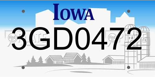3GD0472 Iowa License Plate