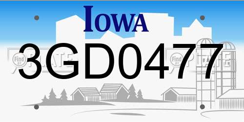 3GD0477 Iowa License Plate