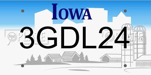 3GDL24 Iowa License Plate
