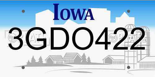 3GDO422 Iowa License Plate