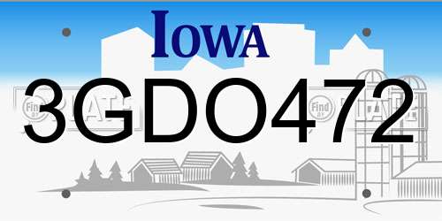 3GDO472 Iowa License Plate