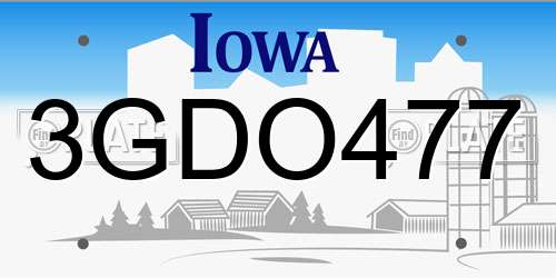 3GDO477 Iowa License Plate