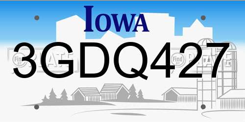 3GDQ427 Iowa License Plate