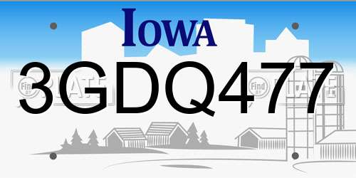 3GDQ477 Iowa License Plate