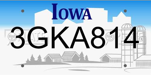 3GKA814 Iowa License Plate