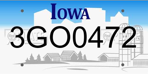 3GO0472 Iowa License Plate