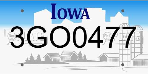 3GO0477 Iowa License Plate