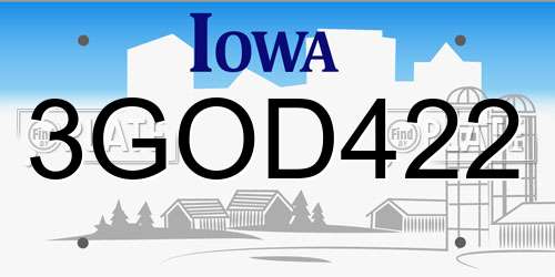3GOD422 Iowa License Plate