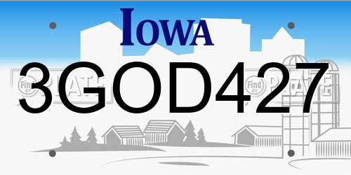 3GOD427 Iowa License Plate