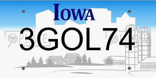 3GOL74 Iowa License Plate