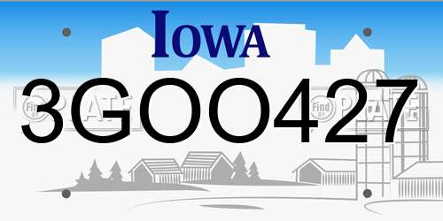 3GOO427 Iowa License Plate