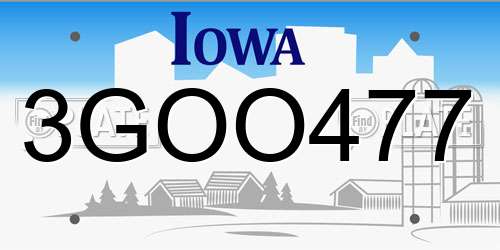 3GOO477 Iowa License Plate