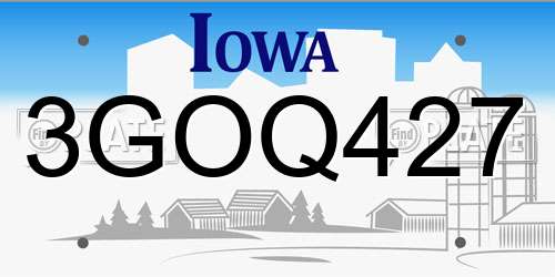 3GOQ427 Iowa License Plate