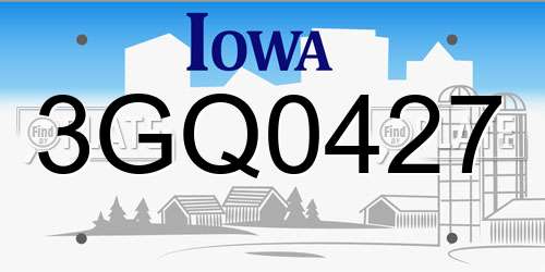 3GQ0427 Iowa License Plate