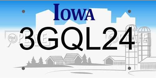 3GQL24 Iowa License Plate