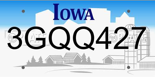 3GQQ427 Iowa License Plate