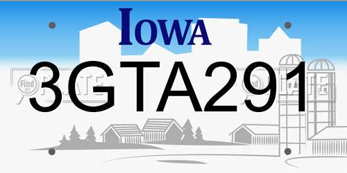 3GTA291 Iowa License Plate