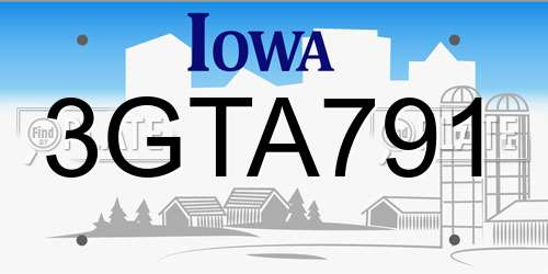 3GTA791 Iowa License Plate