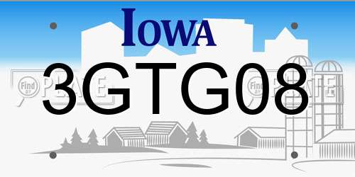3GTG08 Iowa License Plate