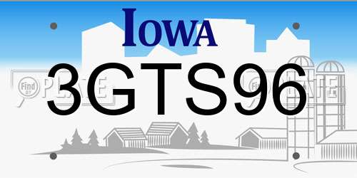 3GTS96 Iowa License Plate