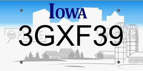 3GXF39 Iowa License Plate